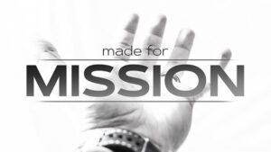 A hand reaches up with the words "made for MISSION" overlaid.