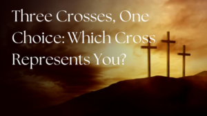 Three crosses on a hill at sunset; Lakeview Christian Church Portage Lakes contemplative image.