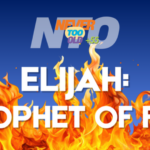 Flames against blue background with 'ELIJAH: PROPHET OF FIRE' text, Lakeview Christian Church Portage Lakes sermon series